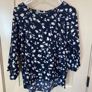 Papermoon medium navy and cream floral shirt